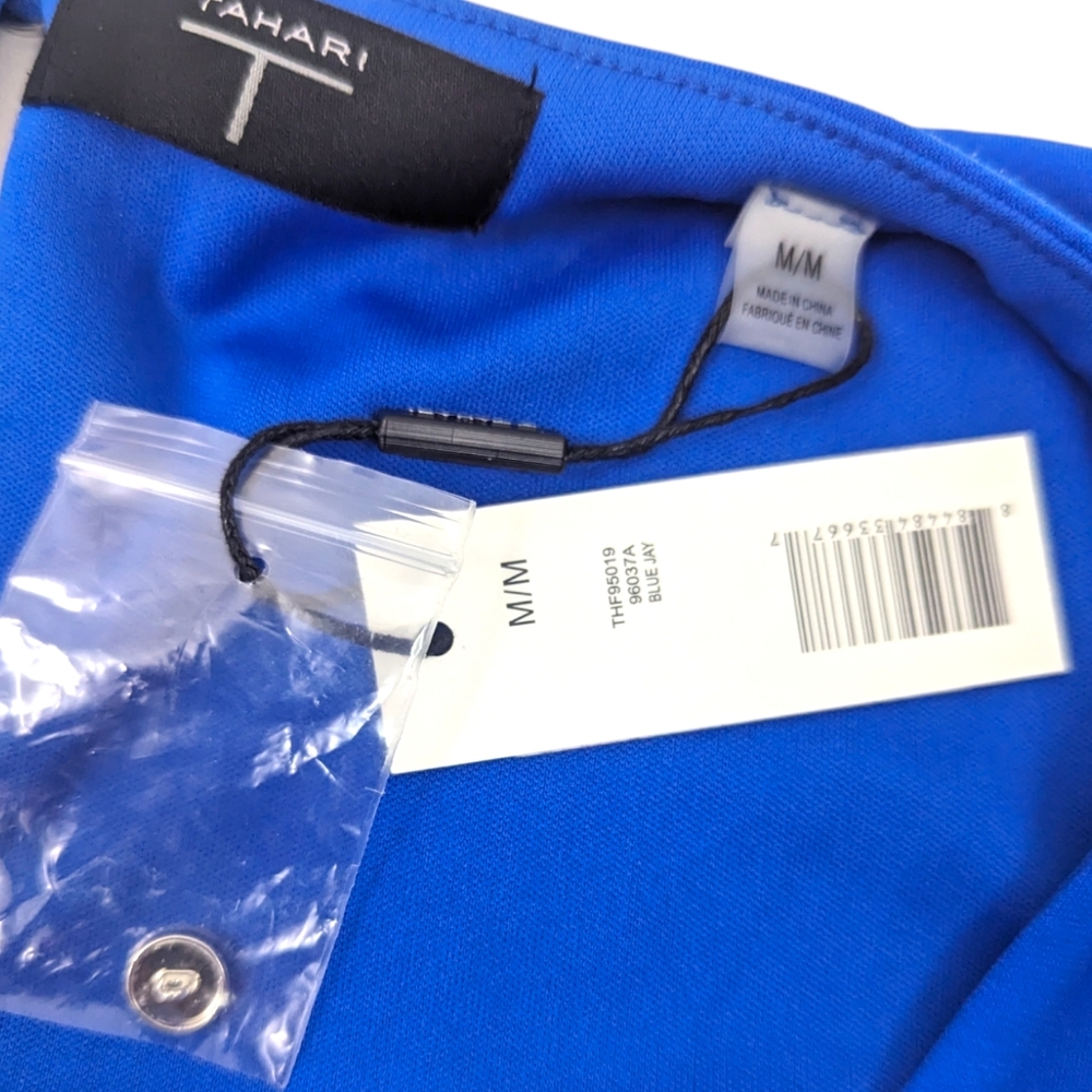 Tahari Lace Up Stretch Sheath Dress Womens Medium NEW Blue Career Work Dress - Picture 13 of 13